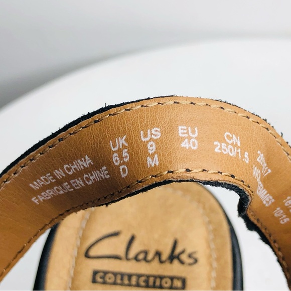 Clarks Collection Zia Graze Black Leather 4” platform wedge sandals SZ 9. RR1 - Picture 9 of 11